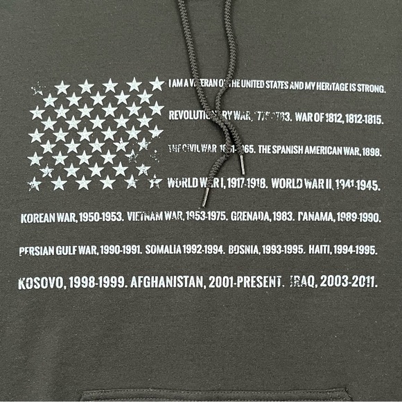 Grunt Style Hoodie Large Black Pullover American Flag Logo Patriotic Casual Men - Picture 7 of 15